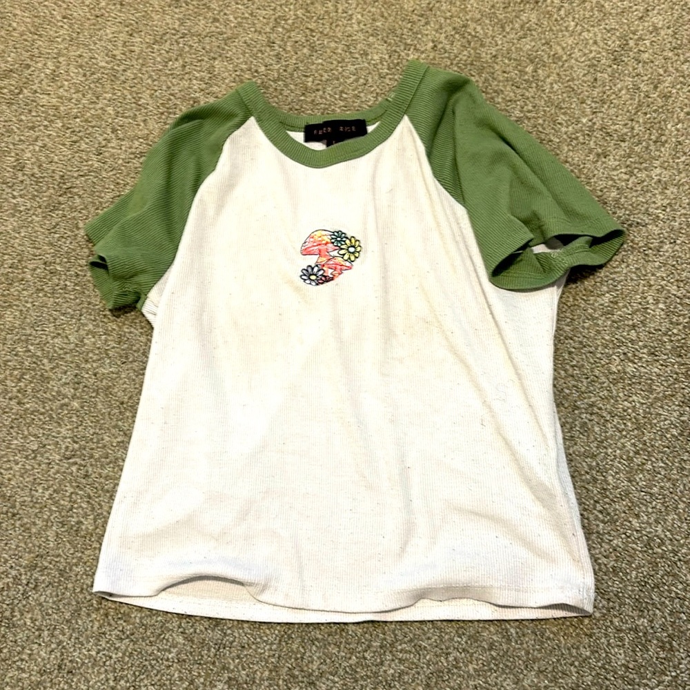 green and white top
